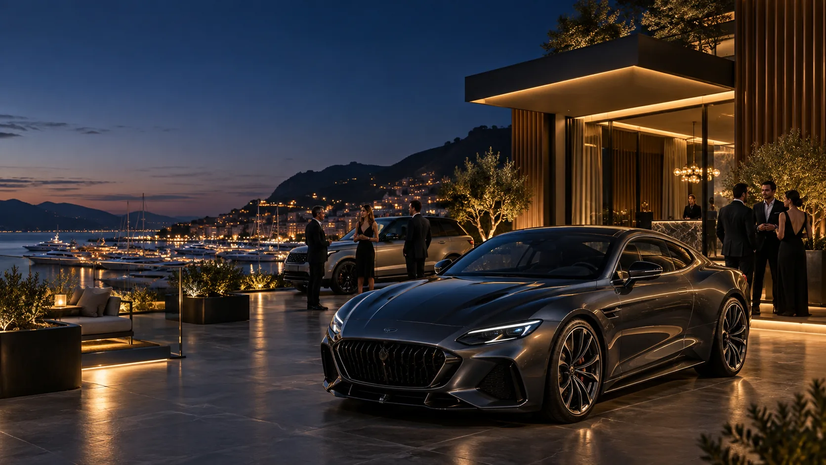 Soirée privée automobile sur une terrasse méditerranéenne, illustration du Club 111
